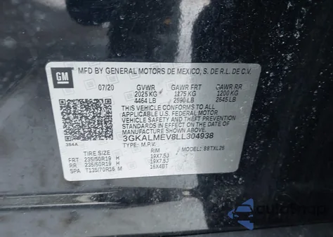 2020 GMC Terrain Fwd Sle z USA, uszkodzony, nr VIN 3GKALMEV8LL304938